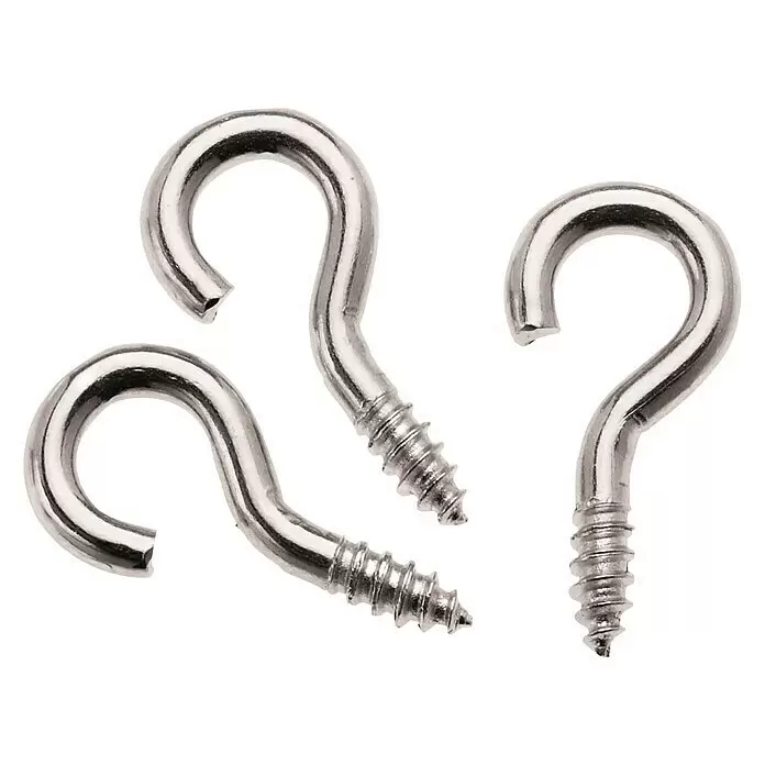 Glorex Schraubhaken - 9,5 x 5,5 x 0,5 cm, 24 Stk. - Drei silberne Metall-Schraubhaken.