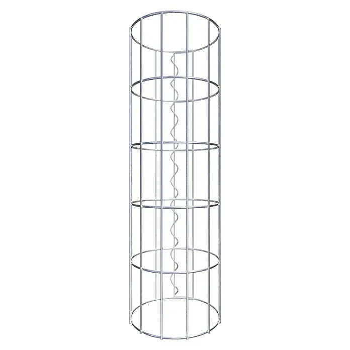 Gabiona Gabionensäule - Durchmesser: 22 cm, Höhe: 50 cm, Stahl, Maschenbreite: 50 mm, Maschenhöhe: 100 mm - Ein vertikaler Windgenerator mit einem spiralförmigen Rotor in einem zylindrischen Gitterkäfig. Erzeugt erneuerbare Energie und ist umweltfreundlich.