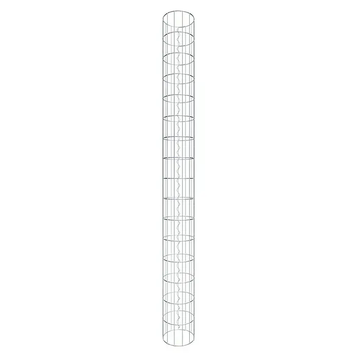 Gabiona Gabionensäule - Durchmesser: 22 cm, Höhe: 160 cm, Stahl, Maschenbreite: 50 mm, Maschenhöhe: 100 mm, Spirale - Stabile, lange Silbersäule mit vertikalen Stäben und horizontalen Ringen, ideal für den industriellen Einsatz oder als Designelement.