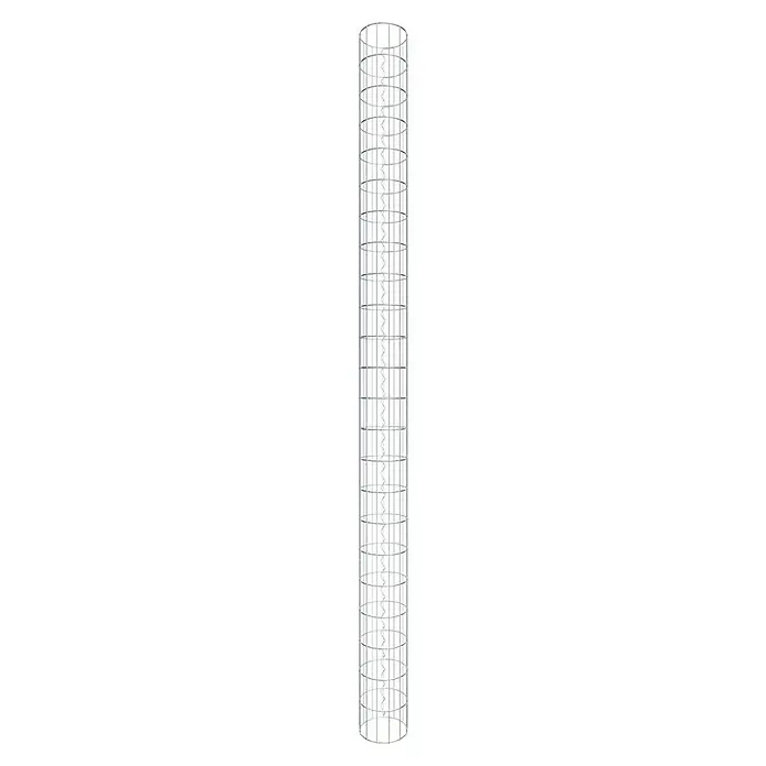 Gabiona Gabionensäule - Durchmesser: 22 cm, Höhe: 230 cm, Stahl, Maschenbreite: 50 mm, Maschenhöhe: 100 mm - Aufnahme einer zylindrischen Leiter aus Metall, die für Industriebauten typisch ist und eine sichere vertikale Zugänglichkeit gewährleistet.