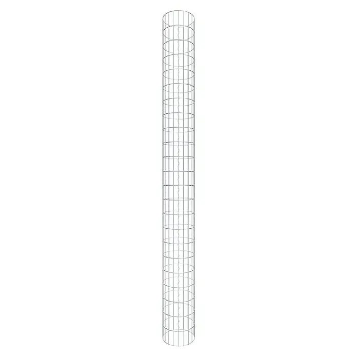 Gabiona Gabionensäule - Durchmesser: 32 cm, Höhe: 230 cm, Stahl, Maschenbreite: 50 mm, Maschenhöhe: 100 mm - Metallstruktur: Ein zylindrisches Metallgitter mit rechteckigen Öffnungen und umlaufenden Ringverstrebungen für Stabilität und industriellen Charme.