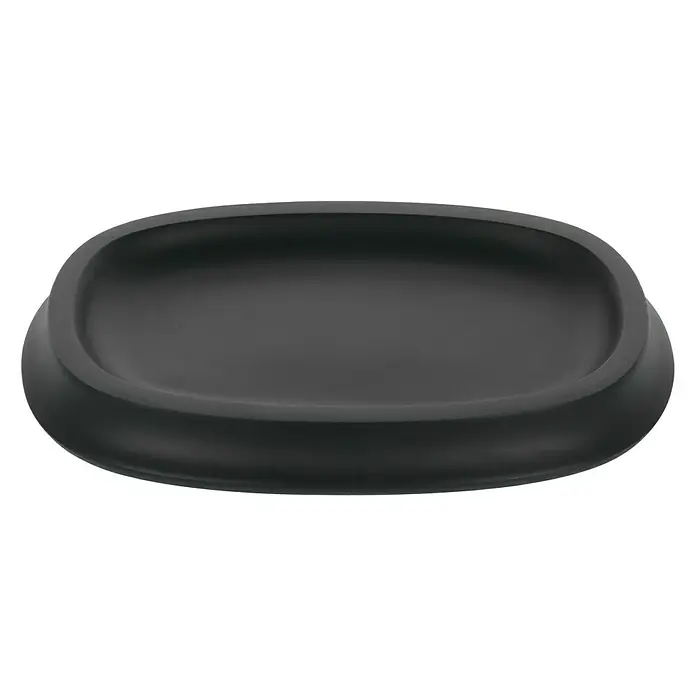 Venus Flakoni Seifenschale - Schwarz, Polyresin - Schwarze ovale Seifenschale aus Keramik, ideal für Badezimmer und Küche, mit minimalistischem Design.