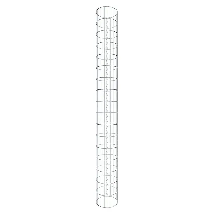 Gabiona Gabionensäule - Durchmesser: 27 cm, Höhe: 170 cm, Stahl, Maschenbreite: 50 mm, Maschenhöhe: 100 mm - Ein Blick auf einen Metallleiterkäfig, der für zusätzliche Sicherheit an hohen Leitern angebracht wird. Eine wichtige Sicherheitsvorrichtung.