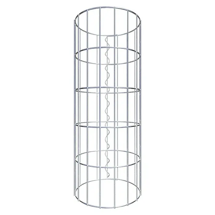 Gabiona Gabionensäule - Durchmesser: 27 cm, Höhe: 50 cm, Stahl, Maschenbreite: 50 mm, Maschenhöhe: 100 mm - Der Edelstahl-Windsichter ist in einem zylindrischen Käfig eingebaut. Ein besonderes Ausrüstungsteil für die Windenergie.