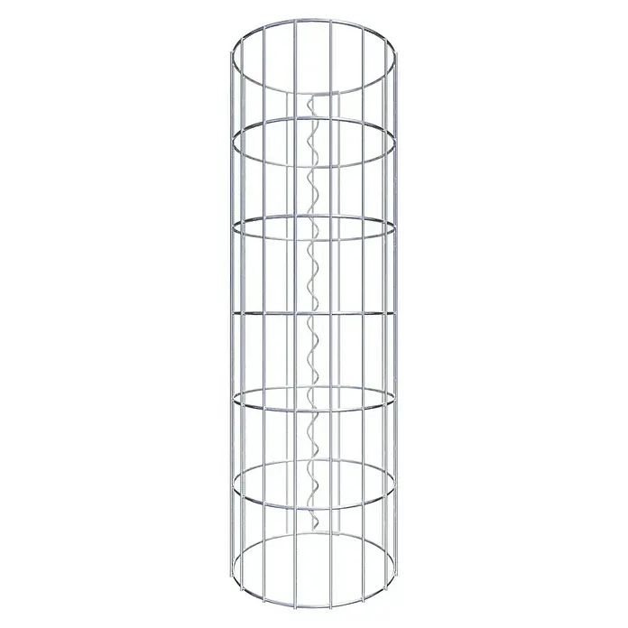 Gabiona Gabionensäule - Durchmesser: 27 cm, Höhe: 60 cm, Stahl, Maschenbreite: 50 mm, Maschenhöhe: 100 mm - Metallkäfig mit einer Wendeltreppe in der Mitte, modernes und sicheres Design. Ideal für Industrieanlagen oder spezielle Bauprojekte.