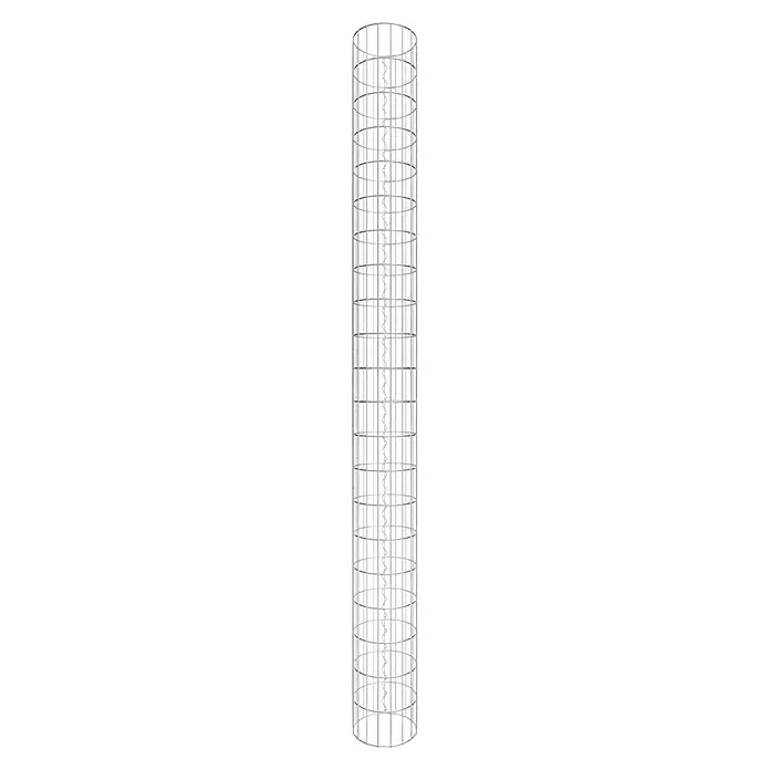 Gabiona Gabionensäule - Durchmesser: 27 cm, Höhe: 210 cm, Stahl, Maschenbreite: 50 mm, Maschenhöhe: 100 mm - Eine Nahaufnahme eines Füllkörpers aus Metall, der in der chemischen Verfahrenstechnik oder der Umwelttechnik verwendet wird.