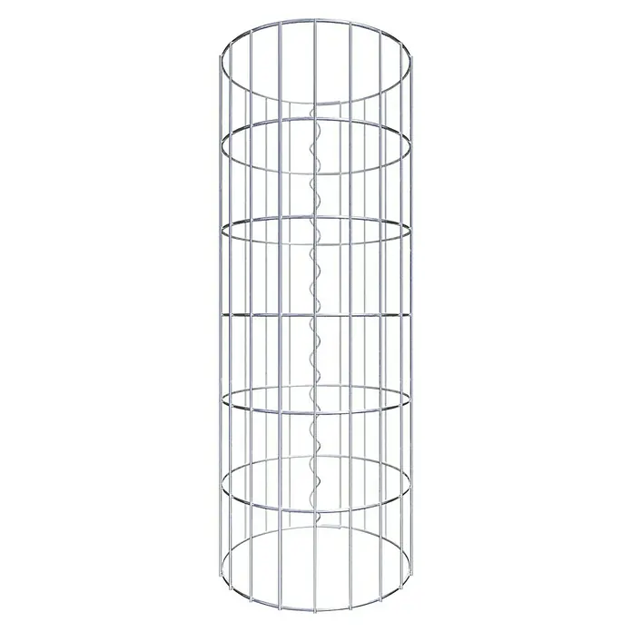 Gabiona Gabionensäule - Durchmesser: 32 cm, Höhe: 60 cm, Stahl, Maschenbreite: 50 mm, Maschenhöhe: 100 mm - Produktansicht eines Metall-Leiterschutzes mit spiralförmigem Mittelsteg, ideal für den Schutz von Leitern in Industrie und Bau.