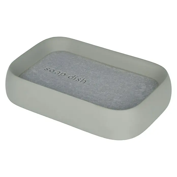 Venus Aiden Seifenschale - Polyresin, Grau - Graue Seifenablage mit rauer Innenfläche. Schlichtes Design für Badezimmer oder Küche, um Seife sauber und trocken zu halten.