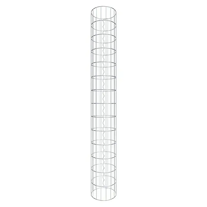 Gabiona Gabionensäule - Durchmesser: 27 cm, Höhe: 140 cm, Stahl, Maschenbreite: 50 mm, Maschenhöhe: 100 mm - Windkanalmodell: Eine vertikale Windturbine mit spiralförmigem Rotor in einem zylindrischen Rahmen. Ideal für aerodynamische Studien.
