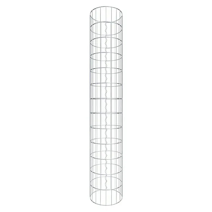 Gabiona Gabionensäule - Durchmesser: 32 cm, Höhe: 130 cm, Stahl, Maschenbreite: 50 mm, Maschenhöhe: 100 mm - Metallgitterstruktur mit einer spiralförmigen Treppe in der Mitte, ideal für den Innenbereich oder industrielle Anwendungen. Robust und modern.