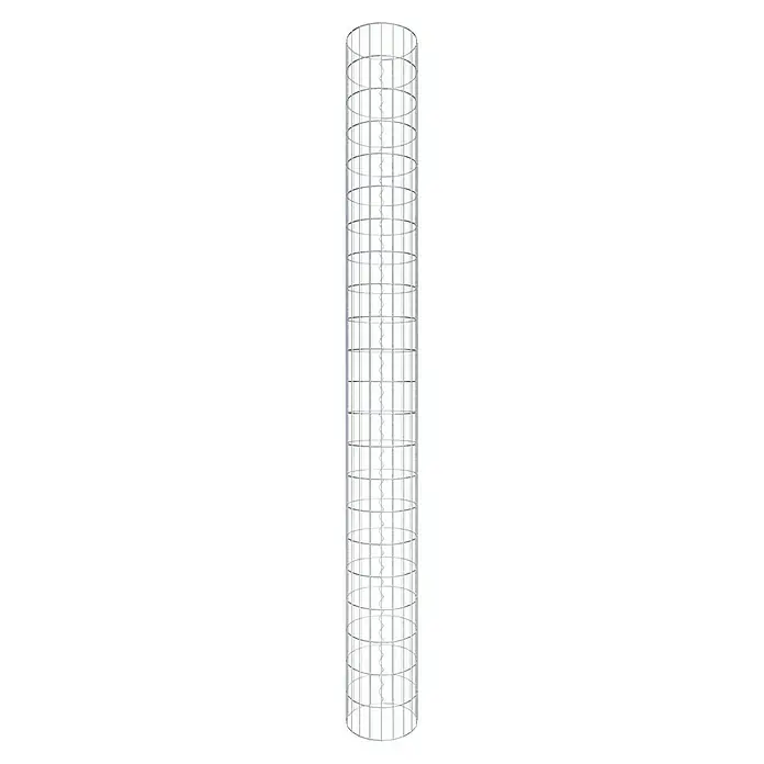 Gabiona Gabionensäule - Durchmesser: 32 cm, Höhe: 220 cm, Stahl, Maschenbreite: 50 mm, Maschenhöhe: 100 mm - Nahaufnahme eines Füllkörpers aus Metall, der in der Verfahrenstechnik für die Stofftrennung verwendet wird.