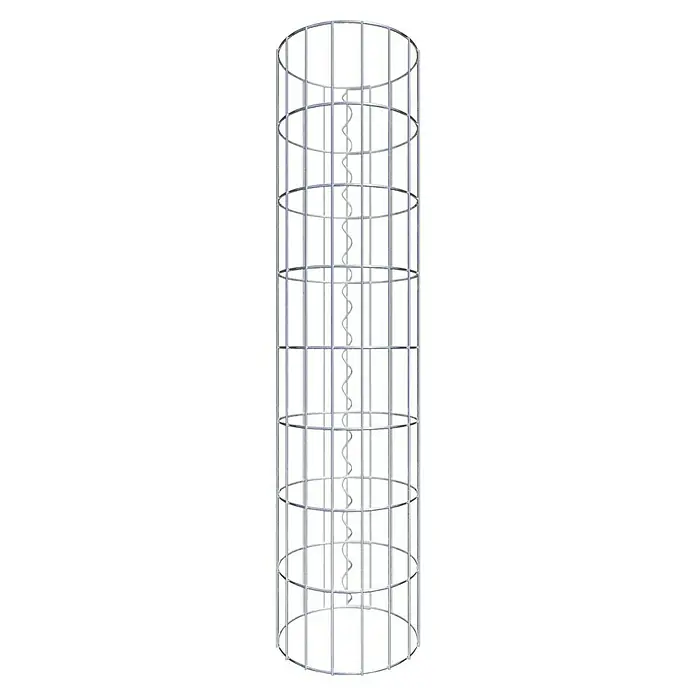 Gabiona Gabionensäule - Durchmesser: 27 cm, Höhe: 80 cm, Stahl, Maschenbreite: 50 mm, Maschenhöhe: 100 mm, Spirale - Aufnahme eines Metall-Pflanzenturms mit einer spiralförmigen Stütze in der Mitte, ideal zur Unterstützung wachsender Pflanzen im Garten.