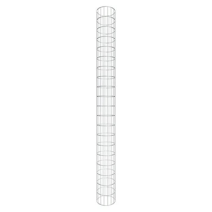 Gabiona Gabionensäule - Durchmesser: 27 cm, Stahl, Maschenbreite: 50 mm, Maschenhöhe: 100 mm, Verschlussart Gabione: Spirale - Ein silberner Abluftfilter ist abgebildet, der zylindrisch geformt ist und für eine Dunstabzugshaube in der Küche verwendet wird.