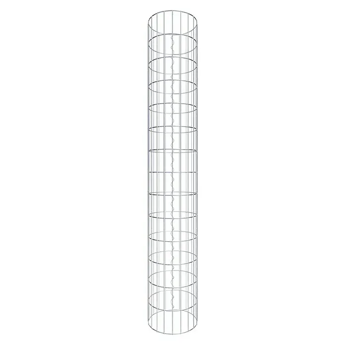 Gabiona Gabionensäule - Durchmesser: 32 cm, Höhe: 140 cm, Stahl, Maschenbreite: 50 mm, Maschenhöhe: 100 mm - Aufnahme eines röhrenförmigen Käfigs mit spiralförmiger Leiter in der Mitte.