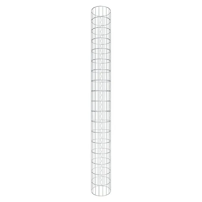 Gabiona Gabionensäule - Durchmesser: 27 cm, Höhe: 180 cm, Stahl, Maschenbreite: 50 mm, Maschenhöhe: 100 mm - Aufnahme eines hellen, robusten Metallkäfigs, der durch sein Design Stabilität und Schutz für darin befindliche Gegenstände bietet.