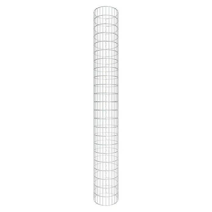 Gabiona Gabionensäule - Durchmesser: 42 cm, Höhe: 230 cm, Stahl, Maschenbreite: 50 mm, Maschenhöhe: 100 mm - Nahaufnahme eines Metallgitterzylinders, ideal für den Einsatz als Rankhilfe im Garten oder als dekoratives Element.