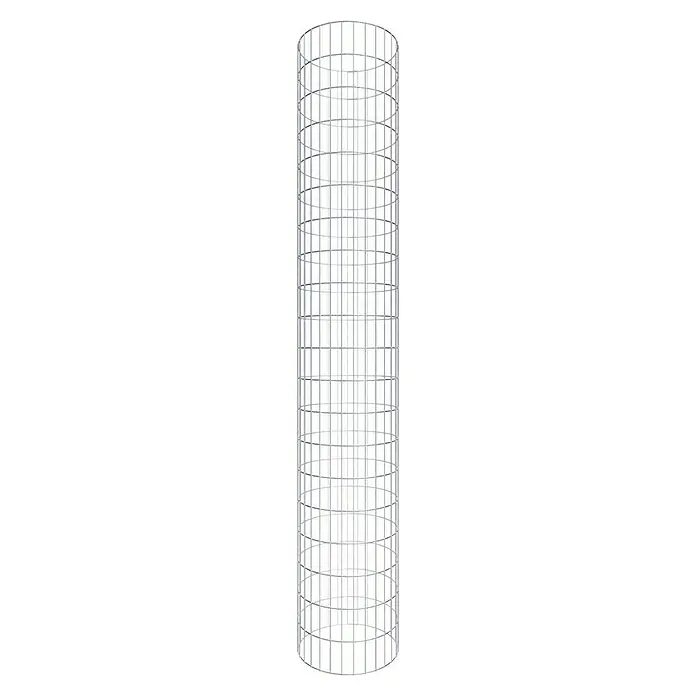 Gabiona Gabionensäule - Durchmesser: 47 cm, Höhe: 200 cm, Stahl, Maschenbreite: 50 mm, Maschenhöhe: 100 mm, Verschlussart Gabione: Spirale - Silberner Rankturm für Kletterpflanzen, ideal für Garten und Terrasse. Robuste Konstruktion für optimalen Halt und Wachstum der Pflanzen.