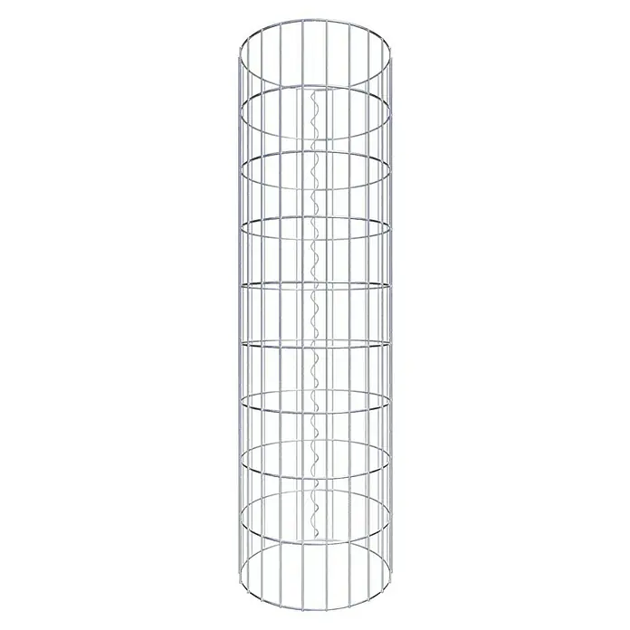 Gabiona Gabionensäule - Durchmesser: 37 cm, Höhe: 90 cm, Stahl, Maschenbreite: 50 mm, Maschenhöhe: 100 mm - Weißer, zylindrischer Baumschutz aus Metall mit spiralförmiger Stütze in der Mitte, ideal für den Schutz junger Bäume im Garten.
