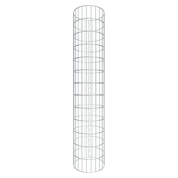 Gabiona Gabionensäule - Durchmesser: 37 cm, Höhe: 130 cm, Stahl, Maschenbreite: 50 mm, Maschenhöhe: 100 mm - Produktabbildung eines spiralförmigen Kühlturms mit einem auffälligen, wendelförmigen Design im Zentrum, ideal für industrielle Kühlzwecke.
