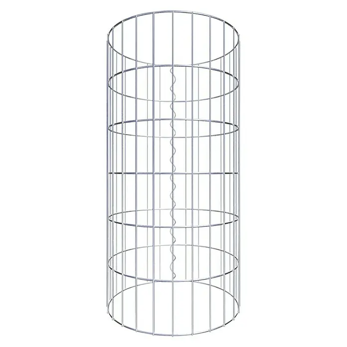 Gabiona Gabionensäule - Durchmesser: 42 cm, Höhe: 60 cm, Stahl, Maschenbreite: 50 mm, Maschenhöhe: 100 mm - Aufnahme eines zylindrischen Drahtgeflechts mit einer spiralförmigen Kette in der Mitte, ideal für den Gartenbau oder dekorative Zwecke.