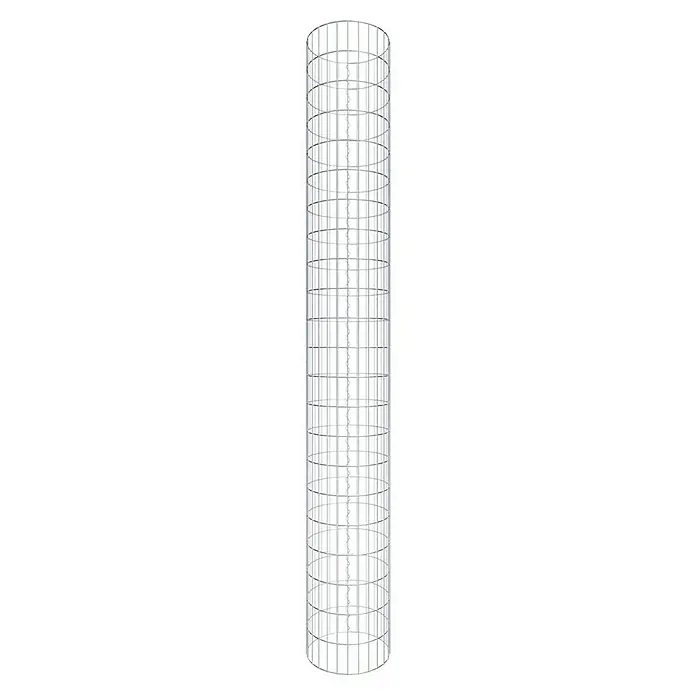 Gabiona Gabionensäule - Durchmesser: 42 cm, Höhe: 220 cm, Stahl, Maschenbreite: 50 mm, Maschenhöhe: 100 mm - Schlanker, silberner Käfig für den Innenbereich, der ein elegantes, minimalistisches Design aufweist. Ideal für moderne Wohnräume.