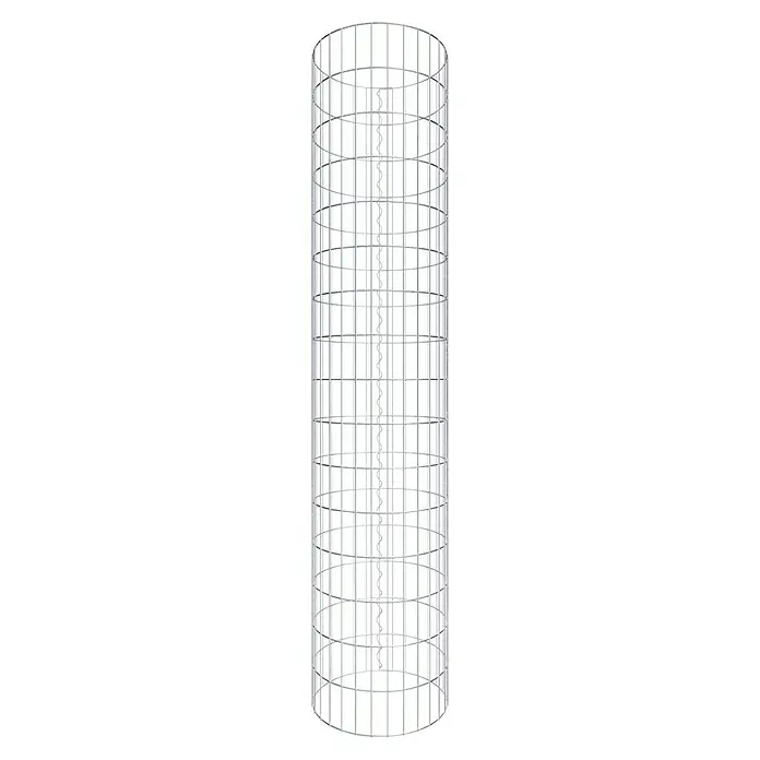 Gabiona Gabionensäule - Durchmesser: 47 cm, Höhe: 160 cm, Stahl, Maschenbreite: 50 mm, Maschenhöhe: 100 mm, Spirale - Vertikale Windkraftanlage mit weißem Gitter-Design und spiralförmiger Rotorstruktur. Ideal für nachhaltige Energieerzeugung.