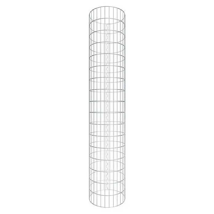 Gabiona Gabionensäule - Durchmesser: 47 cm, Höhe: 170 cm, Stahl, Maschenbreite: 50 mm, Maschenhöhe: 100 mm - Gerüststruktur: Ein zylindrisches Gerüst mit vertikalen Streben und horizontalen Ringen bietet Halt und Stabilität für Bauprojekte.