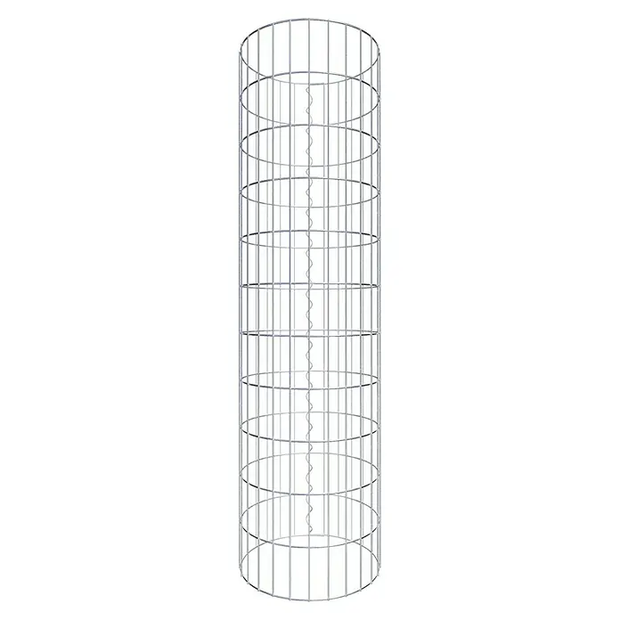 Gabiona Gabionensäule - Durchmesser: 42 cm, Höhe: 110 cm, Stahl, Maschenbreite: 50 mm, Maschenhöhe: 100 mm - Metallkonstruktion eines zylindrischen Käfigs mit spiralförmiger Verstärkung. Stabil und robust für diverse Anwendungen.