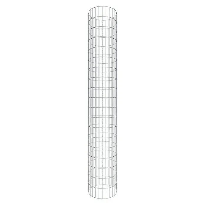 Gabiona Gabionensäule - Durchmesser: 42 cm, Höhe: 190 cm, Stahl, Maschenbreite: 50 mm, Maschenhöhe: 100 mm - Grau lackierter Metallsäulenkäfig mit mittiger Leiter für Halt. Vielseitige Dekoration mit industriellem Flair.
