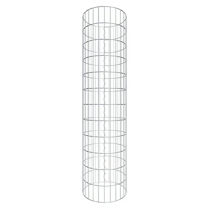 Gabiona Gabionensäule - Durchmesser: 42 cm, Höhe: 120 cm, Stahl, Maschenbreite: 50 mm, Maschenhöhe: 100 mm - Freistehende, zylindrische Rebenstütze aus Metall mit spiralförmiger Stütze in der Mitte zur Unterstützung des Pflanzenwachstums.