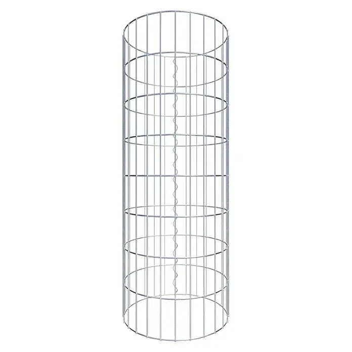 Gabiona Gabionensäule - Durchmesser: 42 cm, Höhe: 80 cm, Stahl, Maschenbreite: 50 mm, Maschenhöhe: 100 mm, Spirale - Metallgerüst mit spiralförmiger Leiter in der Mitte, robust und stabil für industrielle Anwendungen oder dekorative Zwecke.