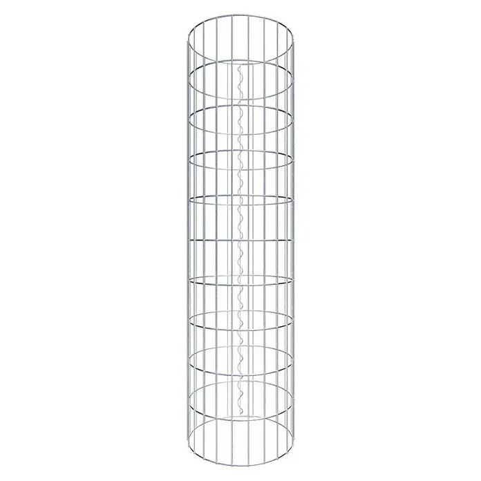 Gabiona Gabionensäule - Durchmesser: 37 cm, Höhe: 100 cm, Stahl, Maschenbreite: 50 mm, Maschenhöhe: 100 mm - Detailaufnahme eines Turms mit spiralförmiger Struktur im Inneren, ideal für Architektur- oder Designprojekte.