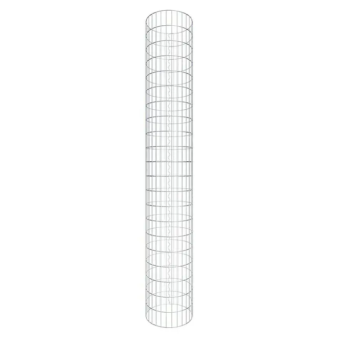 Gabiona Gabionensäule - Durchmesser: 47 cm, Höhe: 210 cm, Stahl, Maschenbreite: 50 mm, Maschenhöhe: 100 mm - Das Bild zeigt einen zylindrischen Lampenschirm mit einem Gittermuster, das ein modernes und luftiges Design erzeugt.