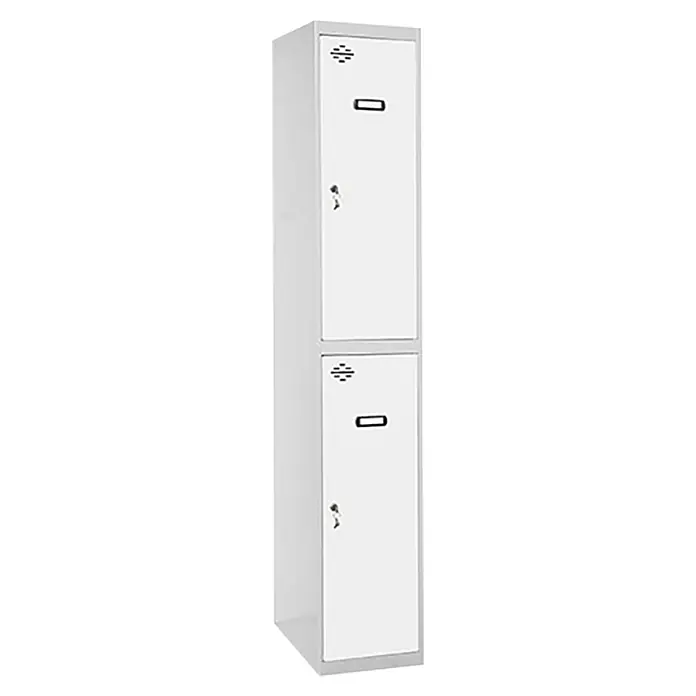 Simonrack Simonlocker Taquilla Tandem Inicial Desmontada - L x An x Al: 50 x 40 x 180 cm, Número de puertas: 2 ud., Gris/Blanco - Taquilla metálica con dos compartimentos, ideal para escuelas o instalaciones deportivas. Construcción robusta y segura.