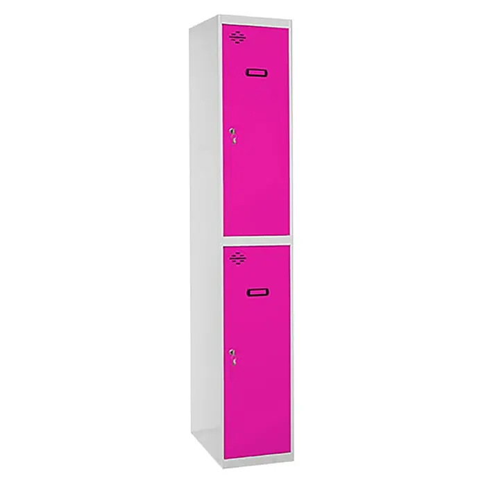 Simonrack Simonlocker Taquilla Tandem Inicial Desmontada - L x An x Al: 50 x 40 x 180 cm, Número de puertas: 2 ud., Gris/Rosa - Taquilla de acero rosa con dos compartimentos, ideal para guardar objetos personales de forma segura. Solución de almacenamiento robusta y duradera.