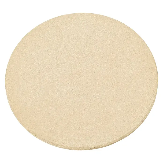 Pizzastein - Durchmesser: 30,5 cm - Nahaufnahme eines runden Pizzasteins in einem hellen Beigeton, ideal zum Backen von knusprigen Pizzen und Broten.