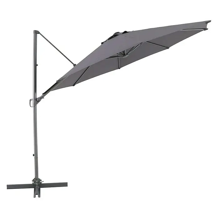 Sunfun Ampelschirm rund Florenz - Anthrazit, Durchmesser Bespannung: 300 cm - Grauer, freischwebender Sonnenschirm mit robustem Ständer für den Außenbereich, ideal für Schatten und UV-Schutz im Garten oder auf der Terrasse.