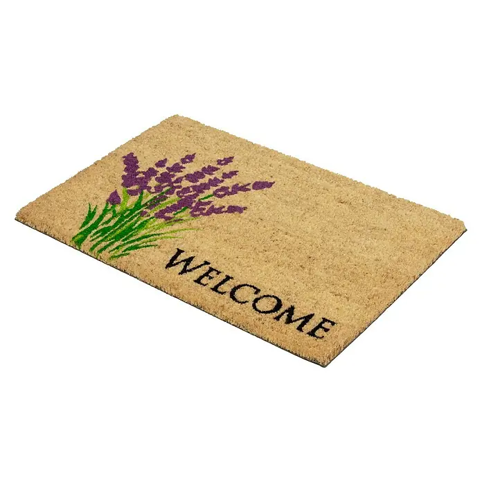 Astra Coco Fußmatte Style Lavendel - 40 x 60 cm, Bunt, Material Nutzschicht: 100 % Kokos, Welcome, Kokos - Fußmatte mit Lavendelmotiv und der Aufschrift "Welcome". Eine stilvolle und einladende Dekoration für jeden Eingangsbereich.