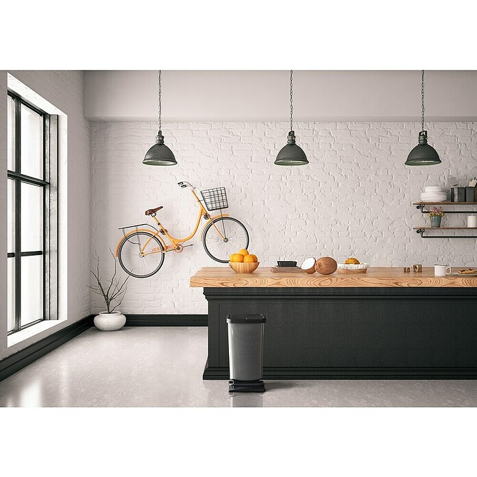 Cubo con pedal Paso carbono (40 l, Plástico, Gris/Negro) | BAUHAUS