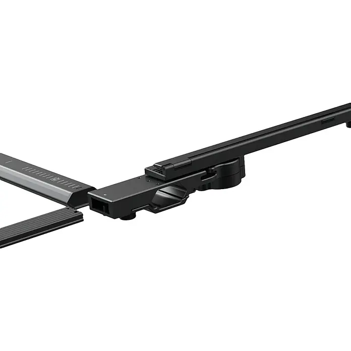 EcoFlow Panel solar y rastreador solar - L x An x Al: 2,5 x 1,5 x 1,5 m, Específico para: Montar paneles solares con tecnología de seguimiento continuo EcoFlow - Primer plano de un trípode con estabilizador negro, que ofrece estabilidad y control preciso del movimiento para grabaciones de video profesional.
