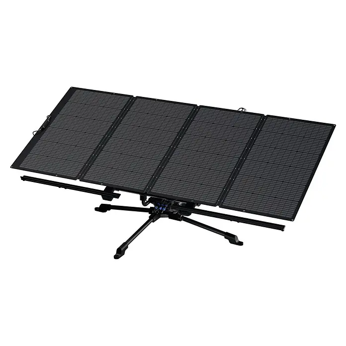 EcoFlow Panel solar y rastreador solar - L x An x Al: 2,5 x 1,5 x 1,5 m, Específico para: Montar paneles solares con tecnología de seguimiento continuo EcoFlow - Imagen de un sistema de internet satelital Starlink Flat High Performance con panel solar rectangular y trípode para un internet fiable.