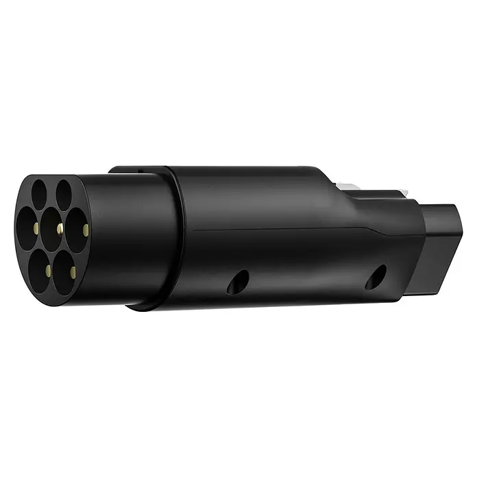 EcoFlow Ladegerät-Adapter EV X-Stream Adapter DELTA Pro - Passend für: EcoFlow DELTA Pro Powerstation - Schwarzer Elektrofahrzeug-Adapter mit sieben runden Löchern und einem rechteckigen Stecker zur Verbindung verschiedener Ladestandards.