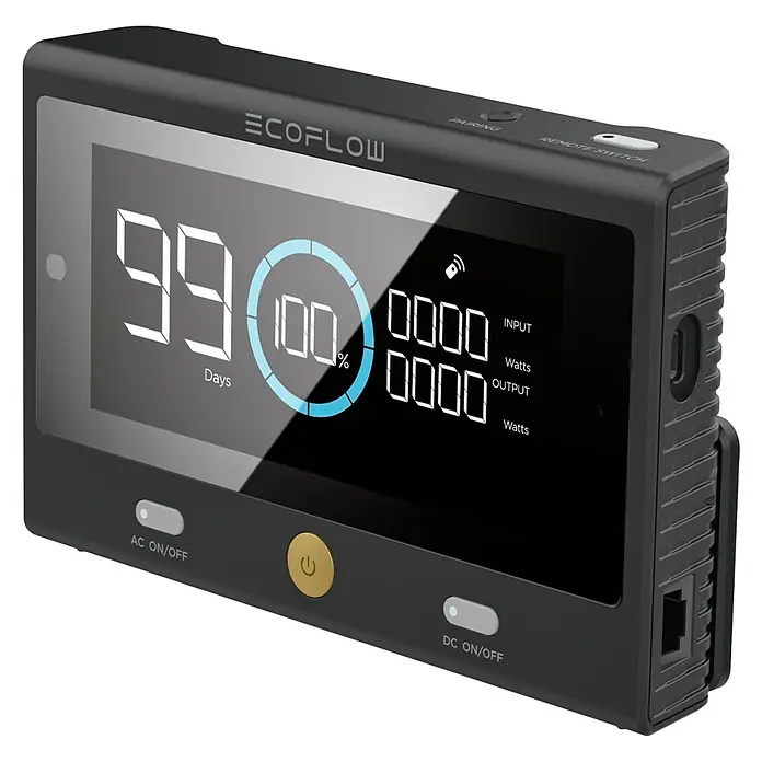 EcoFlow Fernbedienung DELTA Pro - Passend für: DELTA Pro Powerstation, Akkuleistung: 3.600 Wh - Das EcoFlow Smart Home Panel mit Displayanzeige für Eingangs- und Ausgangsleistung, Batteriestand und verbleibende Laufzeit.
