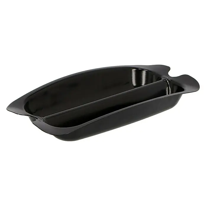 Kingstone Räucherbox - 26,5 x 13,5 cm - Schwarze, längliche Servierschale mit zwei Fächern, ideal für Dips oder Snacks. Elegantes Design für Tischdekorationen.