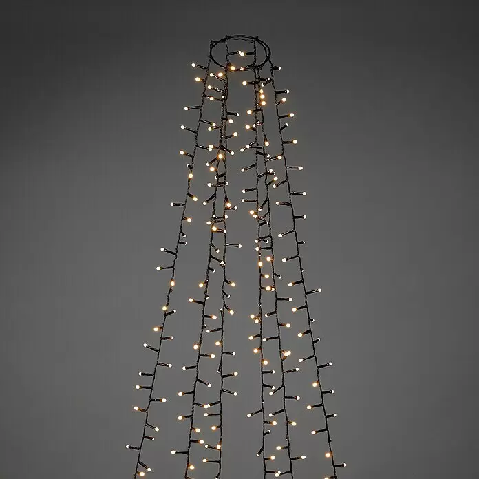 Konstsmide Baummantel - Außen, 2,4 m, 6 Stränge à 110 gefrostete bernsteinfarbene LEDs, Anzahl Leuchtmittel: 660 Stk., Lichtfarbe: Bernstein - Warmweiße LED-Lichterkette, konisch wie ein Baum für dekorative Beleuchtung angeordnet.