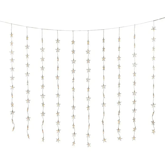 Konstsmide LED-Lichtervorhang Sterne - B x H: 140 x 120 cm, Innen, Kunststoff, Warmweiß - Sternförmige LED-Lichterkette für eine stimmungsvolle Beleuchtung. Ideal für festliche Anlässe oder als dekoratives Element im Raum.