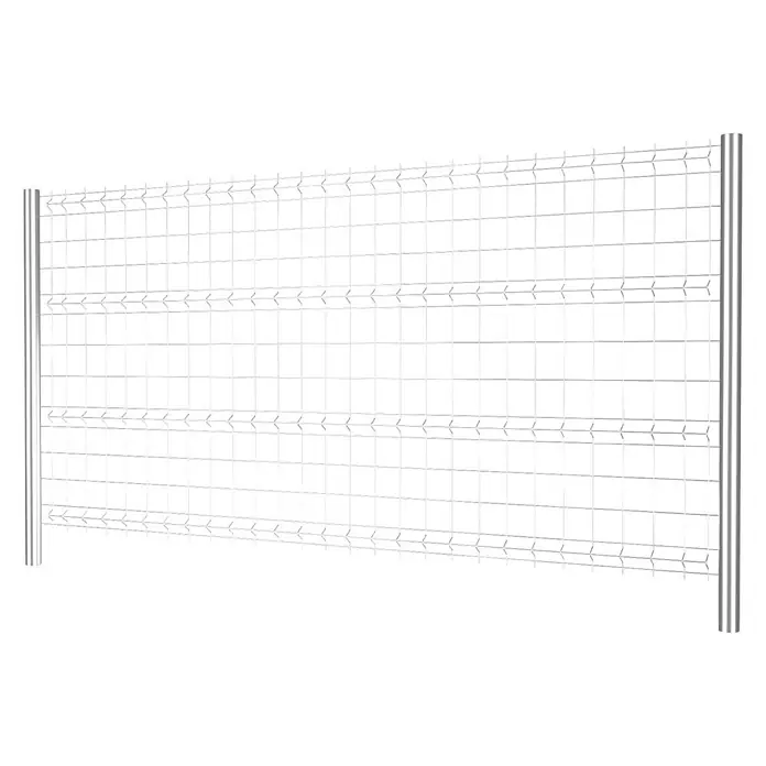 Valla de obra - L x An: 3,5 x 1,71 m - Valla metálica con patrón de rejilla rectangular y postes de metal brillante, ideal para uso industrial o comercial.