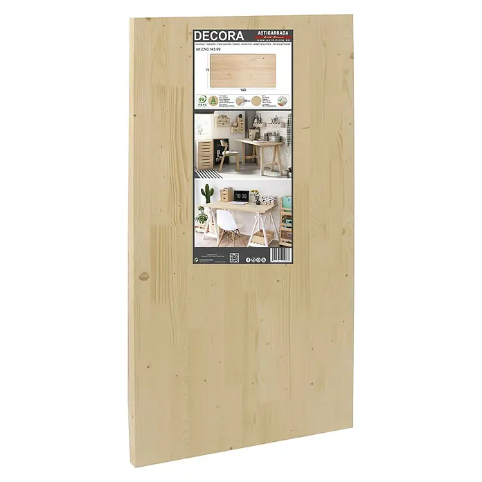 Astigarraga Encimera - Pino, 140 cm x 70 cm x 30 mm - Tablero de madera "Decora Astigarraga" para la construcción de muebles. La encimera es robusta e ideal para el bricolaje.