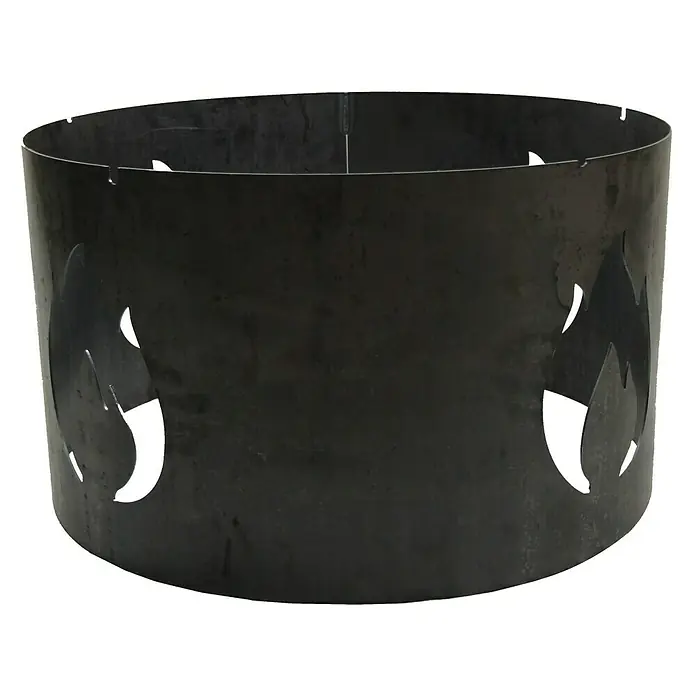 Buschbeck Feuerschalen-Aufsatz - Durchmesser Feuerschale: 60 cm, Eisen - Schwarze Feuerstelle mit ausgeschnittenem Flammenmuster, ideal für den Garten oder die Terrasse.