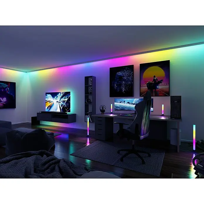 Paulmann LED-Band EntertainLED 55 Zoll - Länge: 200 cm, Lichtfarbe: RGB, 3,5 W - Gaming-Zimmer mit LED-Beleuchtung. Die bunten Lichter schaffen eine angenehme Atmosphäre und erhellen den Raum auf moderne Weise.